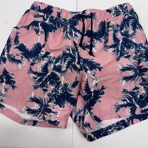 Perry Ellis Pink and Blue Palm Print Men's swim Shorts